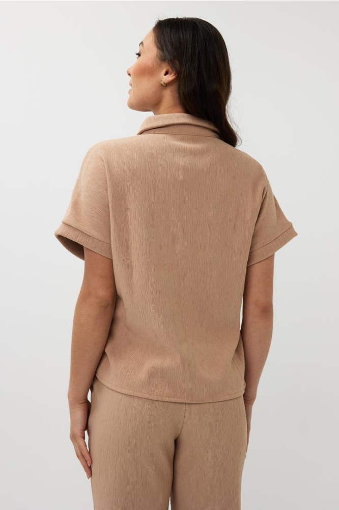 BLOUSE FANCY CRINKLE SP25 30016 183 Dark Sand
